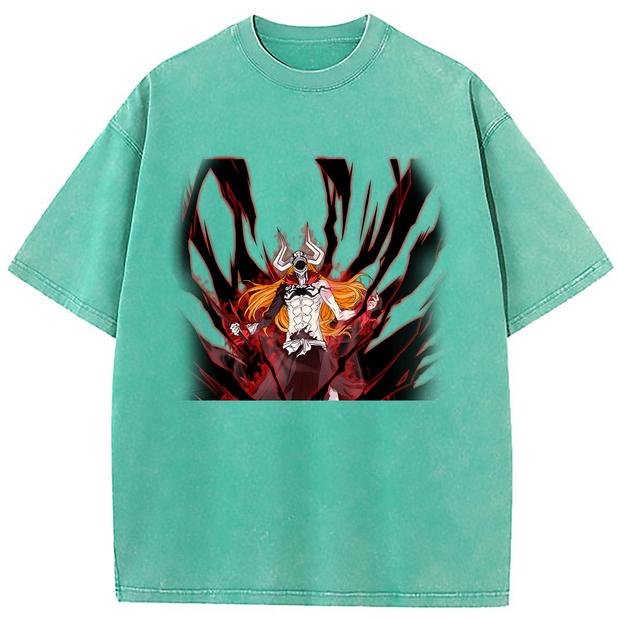 （画像用） ブリーチ 黒崎一護（くろさき いちご）BLEACH Kurosaki Ichigo 綿100% ヴィンテージ風 半袖Tシャツ（フロントプリント）
